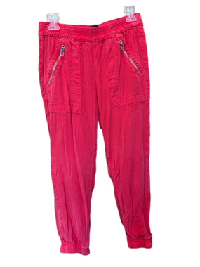 DWP Women’s Red Brody Zip Pockets Utility Elastic Waist Pull On Joggers - Small